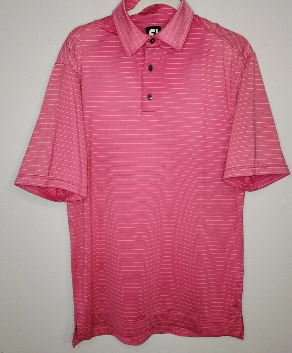 Footjoy Men's Striped Pink Ombre Short Sleeve Polo Golf Shirt M